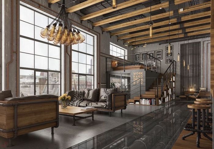 Industrial living room hot look