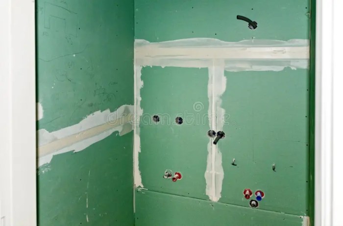 Construction under bathroom empty shower stock