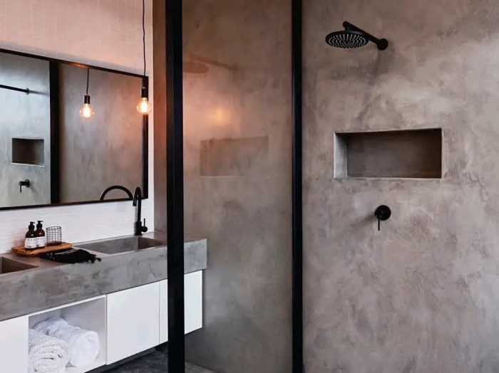 Industrial concrete bathroom