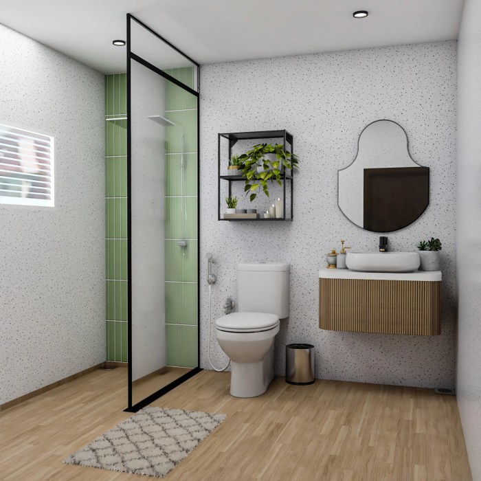Scandinavian bathroom with green plants