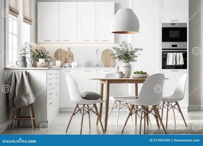 White Scandinavian kitchen layout